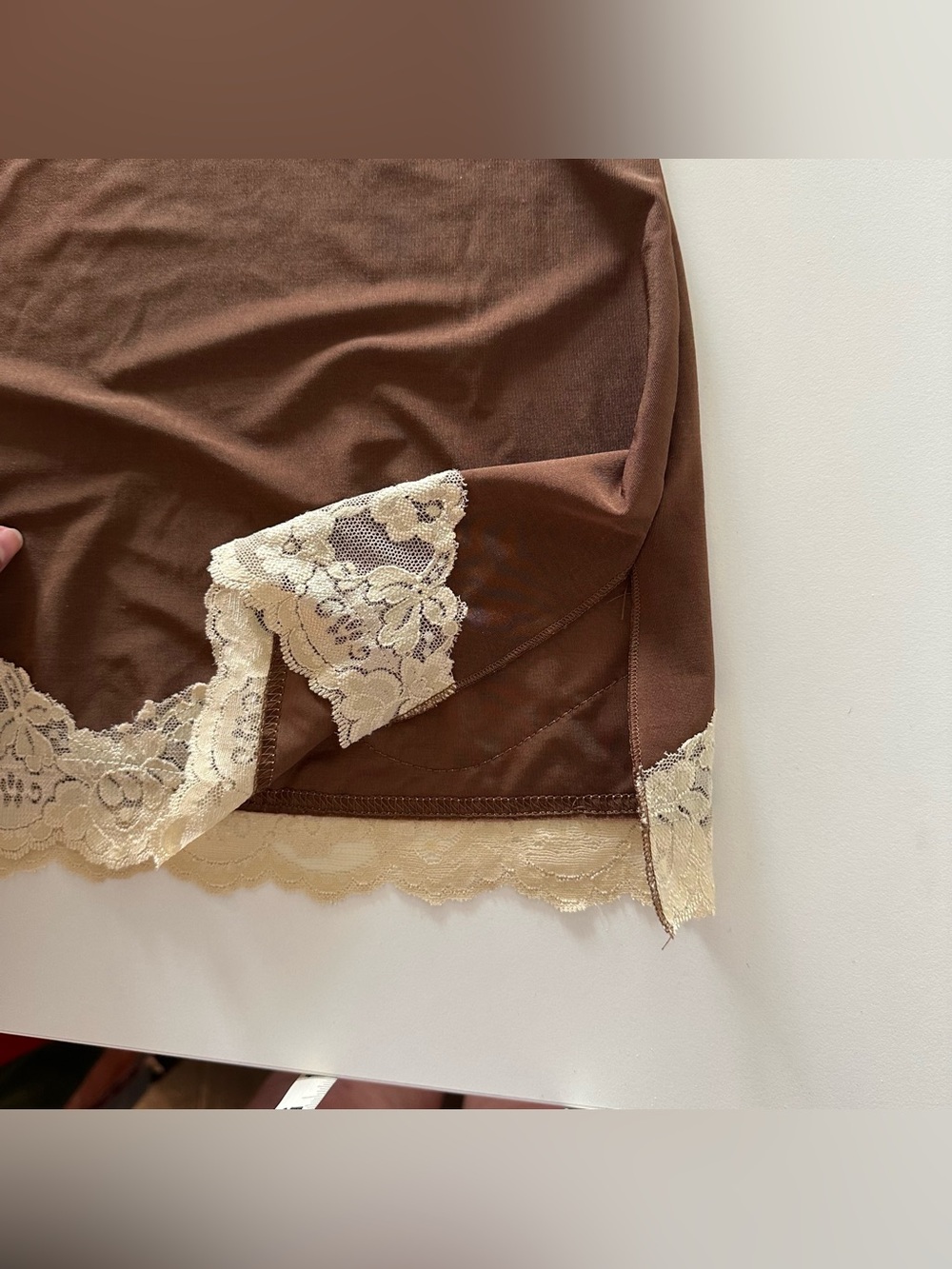 Vintage Y2K Blu Heaven Babydoll Tank Brown Cream Lace Trim Cami Top M - Picture 5 of 7